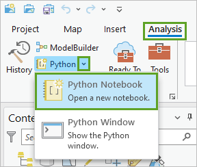 Open a new Python notebook in ArcGIS Pro.