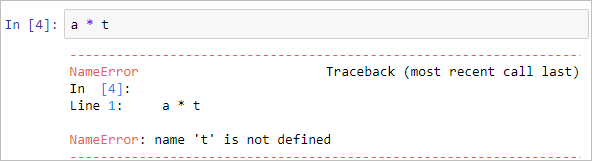 The error states that name t is not defined.