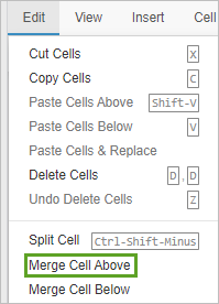 Merge current cell with the cell above it.