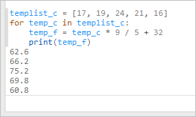 Calculated temperature values are printed.