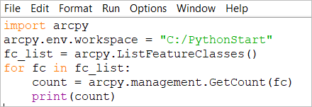 Script window in IDLE with final script