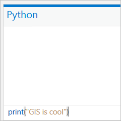 Line of code typed in the prompt of the Python window.