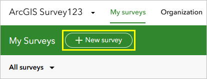 New survey button on the My Surveys page