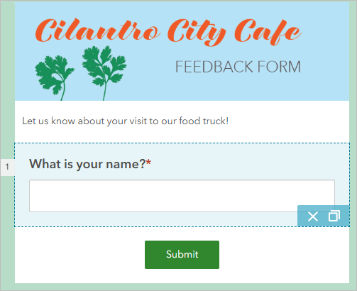 First text question in the survey preview pane