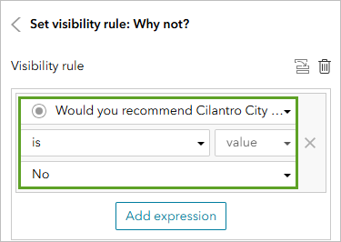 Visibility rule expression