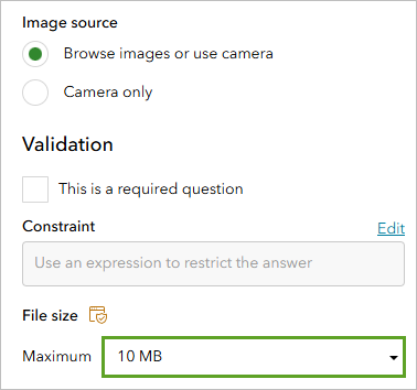 File size parameter