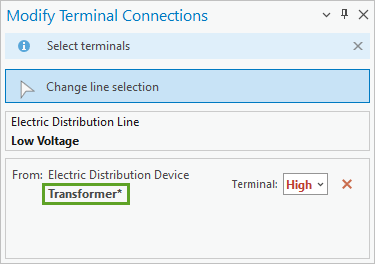Asterisk in the Modify Terminal Connections pane