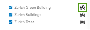 Zoom to button for the Zurich Green Building layer