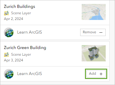 Add button for the Zurich Green Building layer