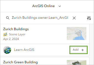 Add button for the Zurich Buildings layer