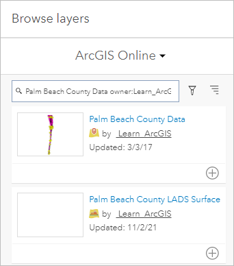 Add layers search results