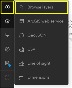 Browse layers option in the Add layers menu