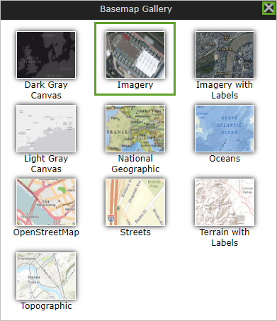 Basemap Gallery window