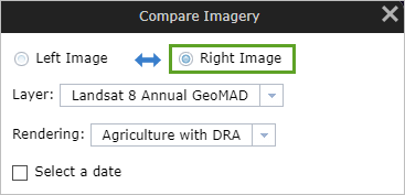 Right Image settings in the Compare Imagery window