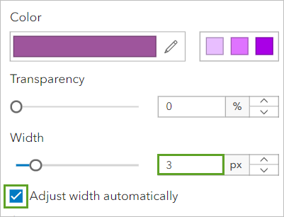 Set the width to 3 pixels