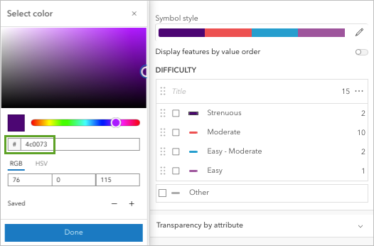 Dark purple color set for Strenuous attribute