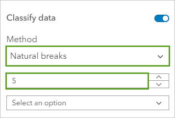 Classify data Method set to Natural Breaks and 5 classes