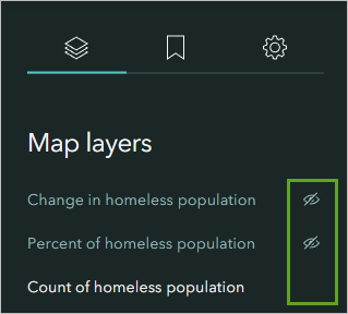 Visible map layers