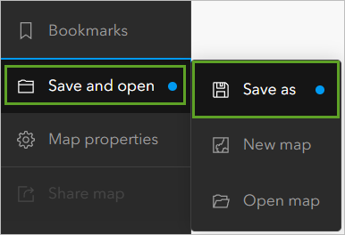 Save as in the Save and open menu