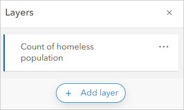 The layer is renamed Count of homeless population in the Layers pane.