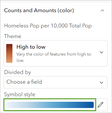 Color ramp under Symbol style in the Styles pane
