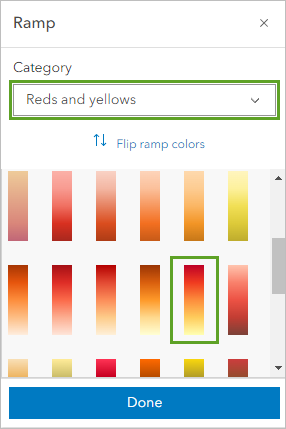 Red to yellow color scheme