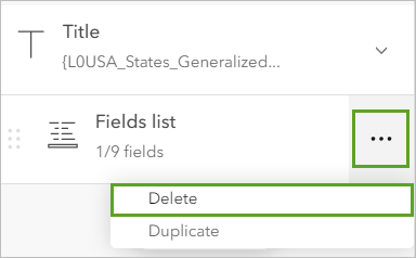 Delete the Fields list in the Pop-ups pane.