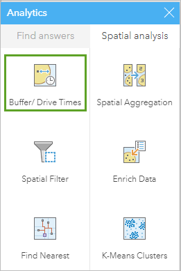 Buffer/Drive Times tool