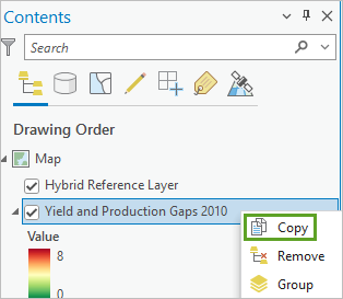 Copy the Yield and Production Gaps 2010 layer.