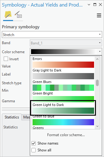 Choose the Greens color ramp.