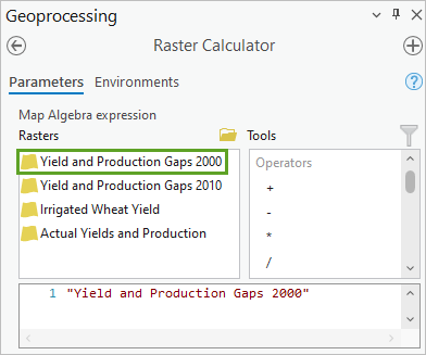 Double-click Yield and Production Gaps 2000.