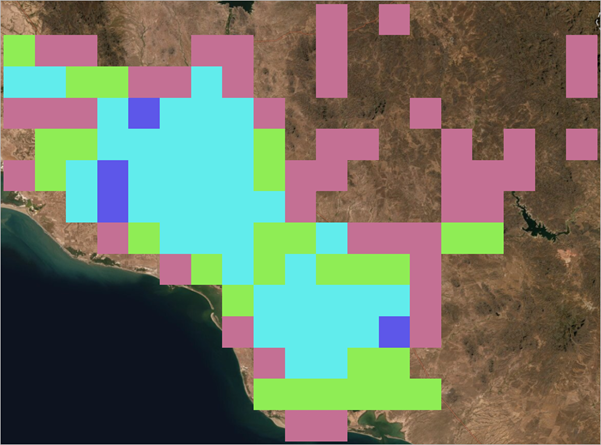 Map of the results from the Raster Calculator tool