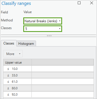 Variable classification parameters