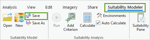 Suitability model save button