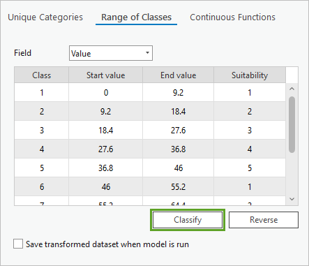 Classification option