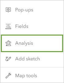 Analysis option on the Settings toolbar