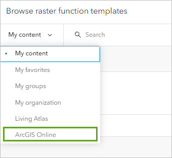 ArcGIS Online menu option