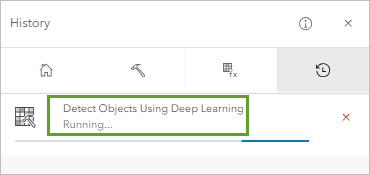 History pane with the Detect Objects Using Deep Learning tool running