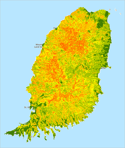 Landslide susceptibility layer on the map