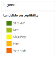 Legend for the Landslide susceptibility layer