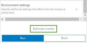 Estimate credits button