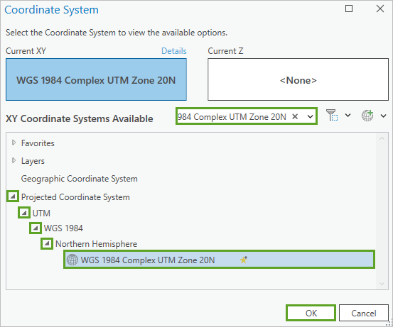 Coordinate System window