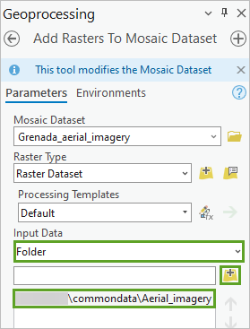 Add Rasters To Mosaic Dataset parameter values