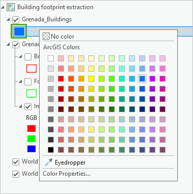 Color picker for the Grenada_Buildings layer