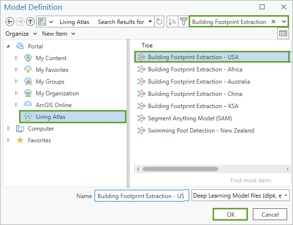 Model Definition window