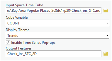 Parameters for the Visualize Space Time Cube in 2D tool