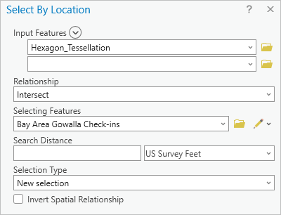 Parameters for the Select Layer By Location tool