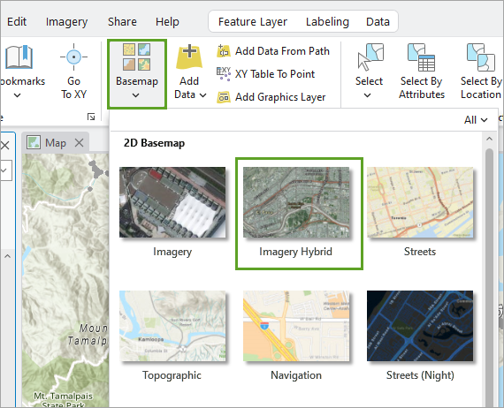 Imagery Hybrid basemap