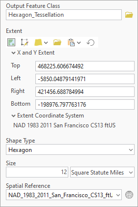 Parameters for the Generate Tessellation tool