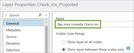 Name parameter in the Layer Properties window